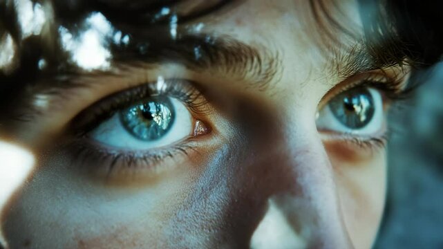 A close up of a person 's eyes