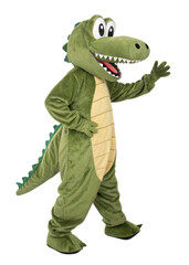 Obraz premium cute crocodile costume, person disguised in mascot character, isolated PNG transparent background