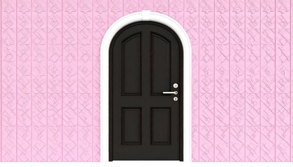 Black Door in Pink Geometric Archway