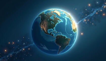 Earth Globe with a Cosmic Ray Effect in Deep Space