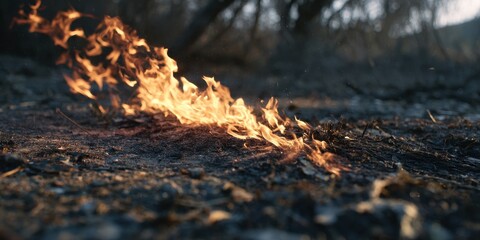 Obraz premium Flames dancing across the charred earth.