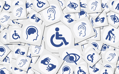Disabled, Disability Signs, Icons are Visual Presentation. 