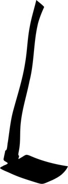 recommend clip art: vector illustration silhouette of a hoe farming tool, isolated on white