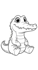 Fototapeta premium Crocodile Character for Coloring Book.