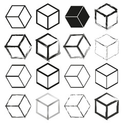 Isometric cube pattern. Geometric block shapes. Optical illusion texture. Vector structure grid.