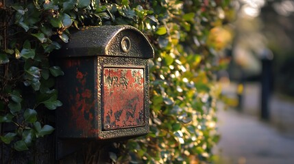 Rustic Vintage Mailbox Hidden in Ivy