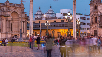 Obraz premium The Plaza de Armas day to night timelapse, also known as the Plaza Mayor