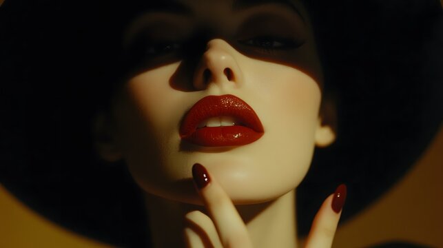 Close-up portrait of a woman with dramatic makeup.