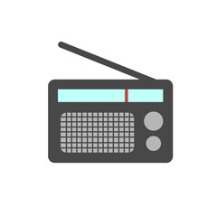 Icon retro radio isolated on white