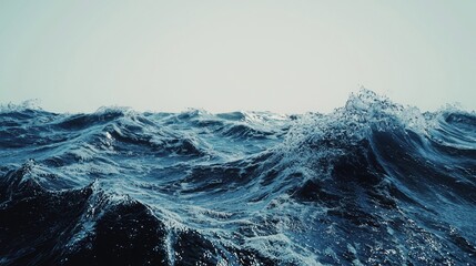 Fototapeta premium Stunning deep blue ocean waves: dramatic seascape photography - high-resolution image of powerful waves crashing