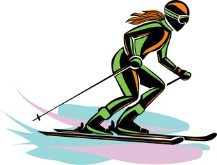 Skier in motion, capturing speed and agility on a snowy slope.
