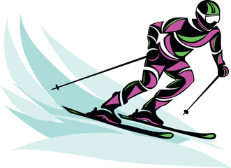 Skier in motion, capturing speed and agility on a snowy slope.