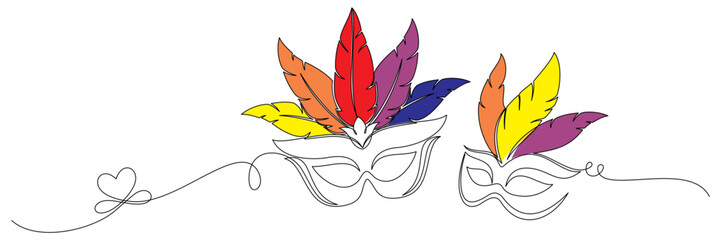 Obraz premium mardi gras carnival mask line art style illustration 3