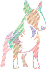 Elegant English Bull Terrier Dog Sketch in Stylized Design Illustration