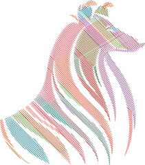Long Haired Collie Dog Scribble Style Illustration