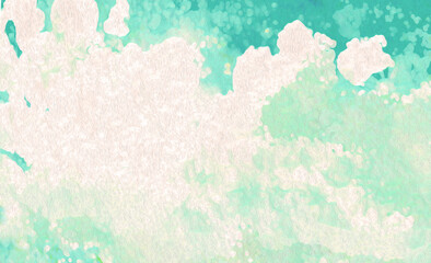 Whimsical, Light & Airy Cloud w/Texture in Light & Dark Green & White-digital illustration, art, design, painting, artwork-wallpaper, backdrop, background, border, frame,