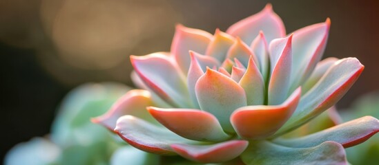 Close-up of a captivating Echeveria succulent, radiating pastel hues
