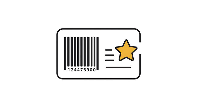 Loyalty Program Icon: Barcode & Star Graphic