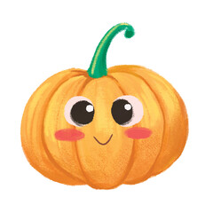 cute pumpkin cartoon in crayon style editable Colorful vector hand drawn illustration for children. baby designs for cards, poster decorations, t-shirt prints, stickers, icons and others