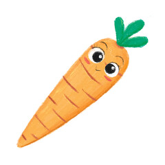 cute carrot cartoon in crayon style editable Colorful vector hand drawn illustration for children. baby designs for cards, poster decorations, t-shirt prints, stickers, icons and others