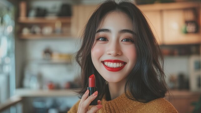 Smiling woman with red lipstick (1)