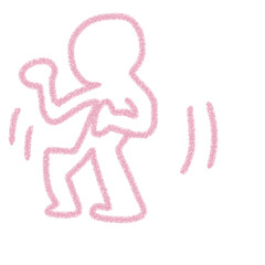 エネルギッシュなダンスシルエット　ピンク　シンプル　イラスト　線画　アイコン　素材