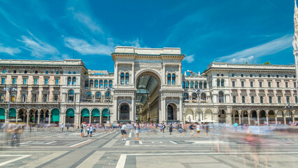 The Galleria Vittorio Emanuele II timelapse hyperlapse on the Piazza del Duomo Cathedral Square .