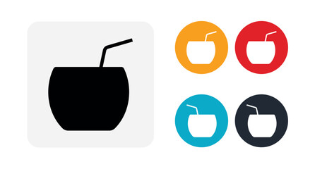 Coconut cocktail icon illustration isolated vector sign symbol