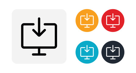 Download icon with computer screen illustration