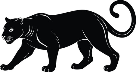 Black Panther Silhouette Vector Illustration in Stealth Pose