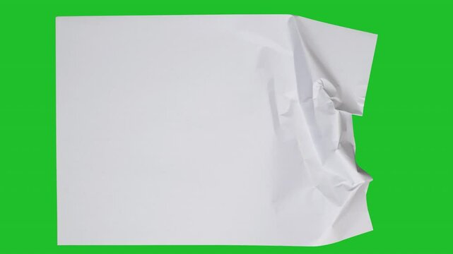 Crumpled stop-motion white paper folding and Unfolding transitions on clean alpha matte. Crinkle texture with realistic lighting. 
