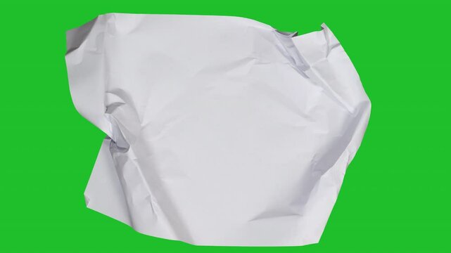 Crumpled stop-motion white paper folding and Unfolding transitions on clean alpha matte. Crinkle texture with realistic lighting. 