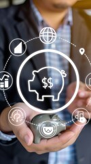 Investment strategies for financial growth urban office graphic content modern environment close-up view digital transformation