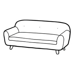 Illustration of a couch isolated on white background in black and white