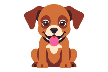 Cute Cartoon Puppy with Big Eyes - Playful Brown Dog Illustration with Tongue Out - Adorable Pet Clipart for Kids and Animal Lovers