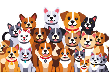 Naklejka premium Cute Cartoon Dogs Illustration- Various Breeds Smiling- Dog Breed Clipart for Kids and Adults- Ideal for Pet Lovers and Animal Themed Projects- Vector Graphics