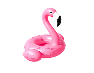  Inflatable pink flamingo pool float on transparent  background








