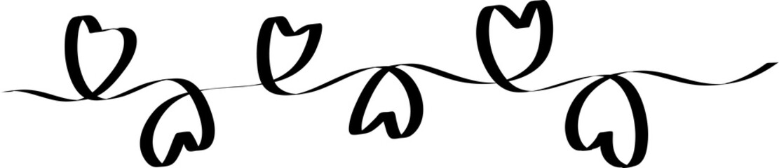 Set of heart ribbons. Element for design