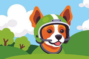 Cartoon Dog in Football Helmet Vector Illustration - Funny Puppy Character Wearing Sports Gear - Cute Pet Graphic for Kids and Design Projects