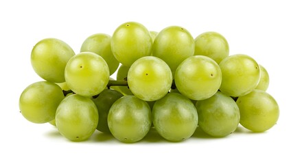 Fresh green grapes bunch isolated on white background healthy fruit nutrition and diet food photography
