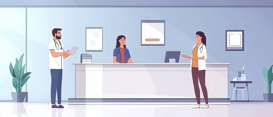 Obraz premium Patient check-in at a modern medical facility