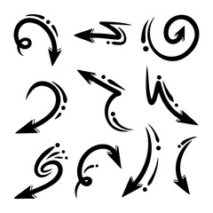 set of hand drawn arrows with different shape pareasis Arrow doodle illustration
