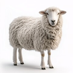 Fototapeta premium Adorable Fluffy Sheep Grazing in Pastoral Farmyard - Rural Life and Sustainable Livestock Photography