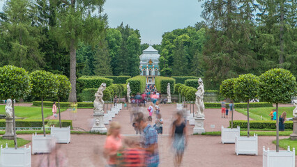 Tsarskoye Selo Pushkin timelapse, Saint Petersburg, Russia, Alley in the Park , Trees and shrubs