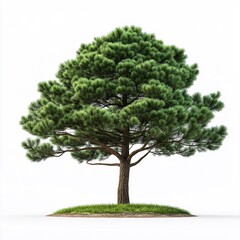 Vibrant Green Pine Tree in Pristine Natural Habitat - A Symmetrical, Tranquil Woodland Landscape
