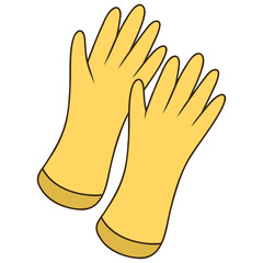yellow rubber gloves vector illustration