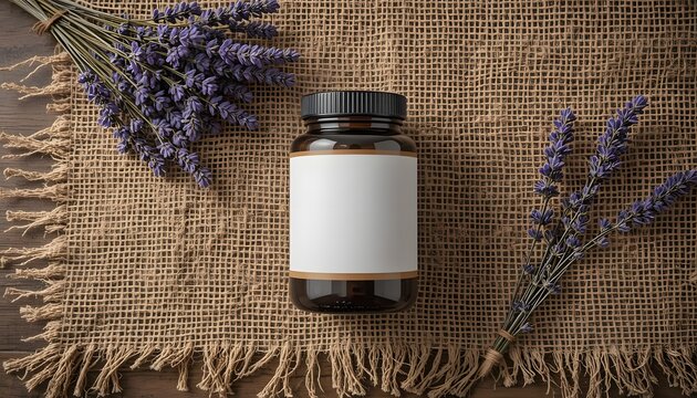 Relaxing Lavender Supplement Bottle Mockup Blank Label for Design