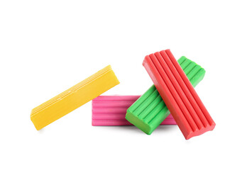 Colorful plasticine on white background