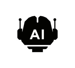 Simplified Robotic Head Silhouette Displaying Artificial Intelligence Symbolism