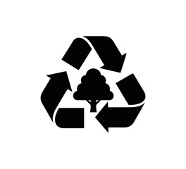 Eco-Friendly Tree Symbol Within Recycling Arrow Triangle for Sustainability